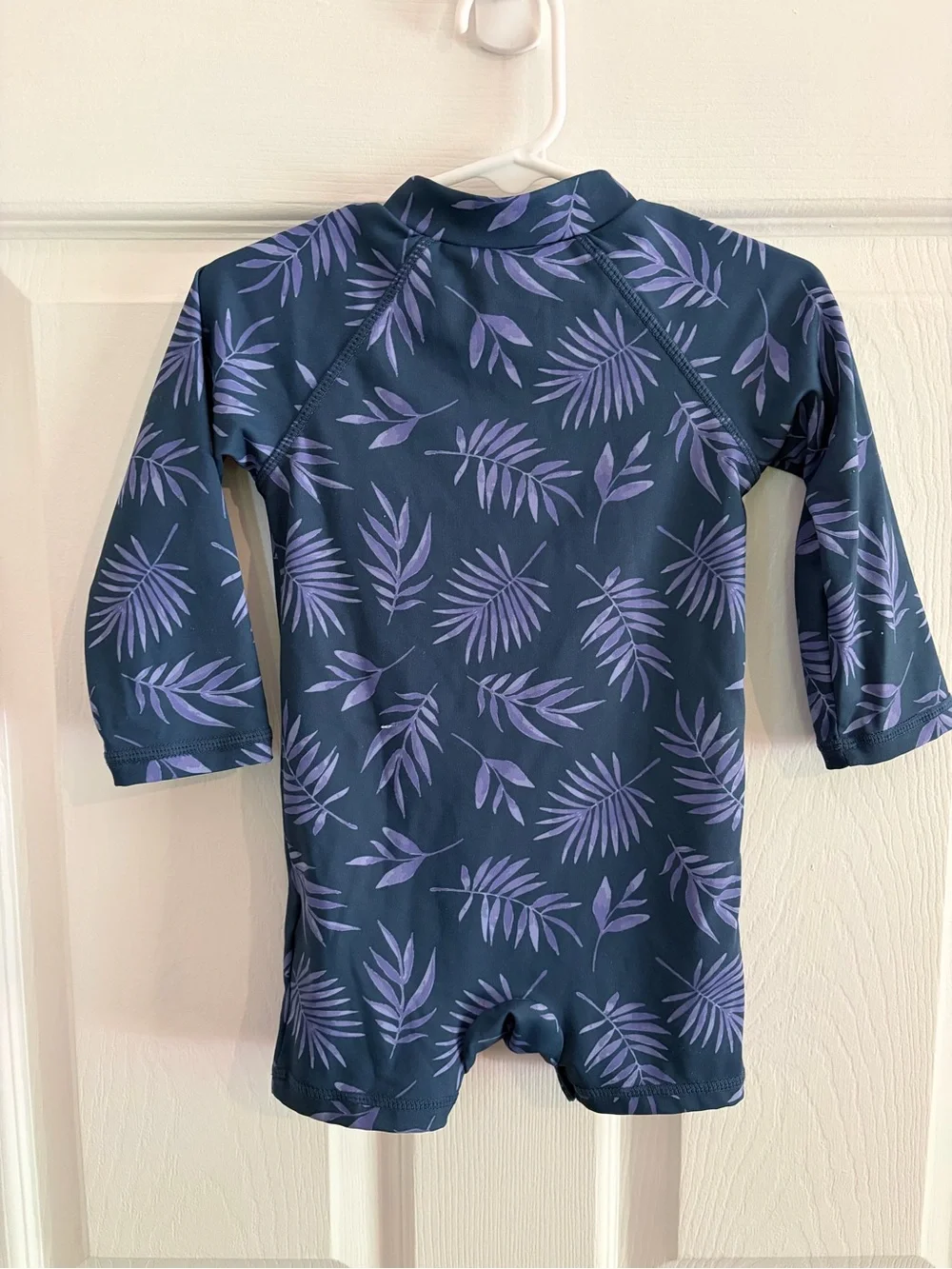 Eddie Bauer Navy Rashguard Swimsuit with Lavender Tropical Leaf Print - 12M